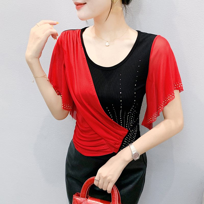 Beaded Trim Fringe - 2025 여름 여성 메쉬 탑: 컬러