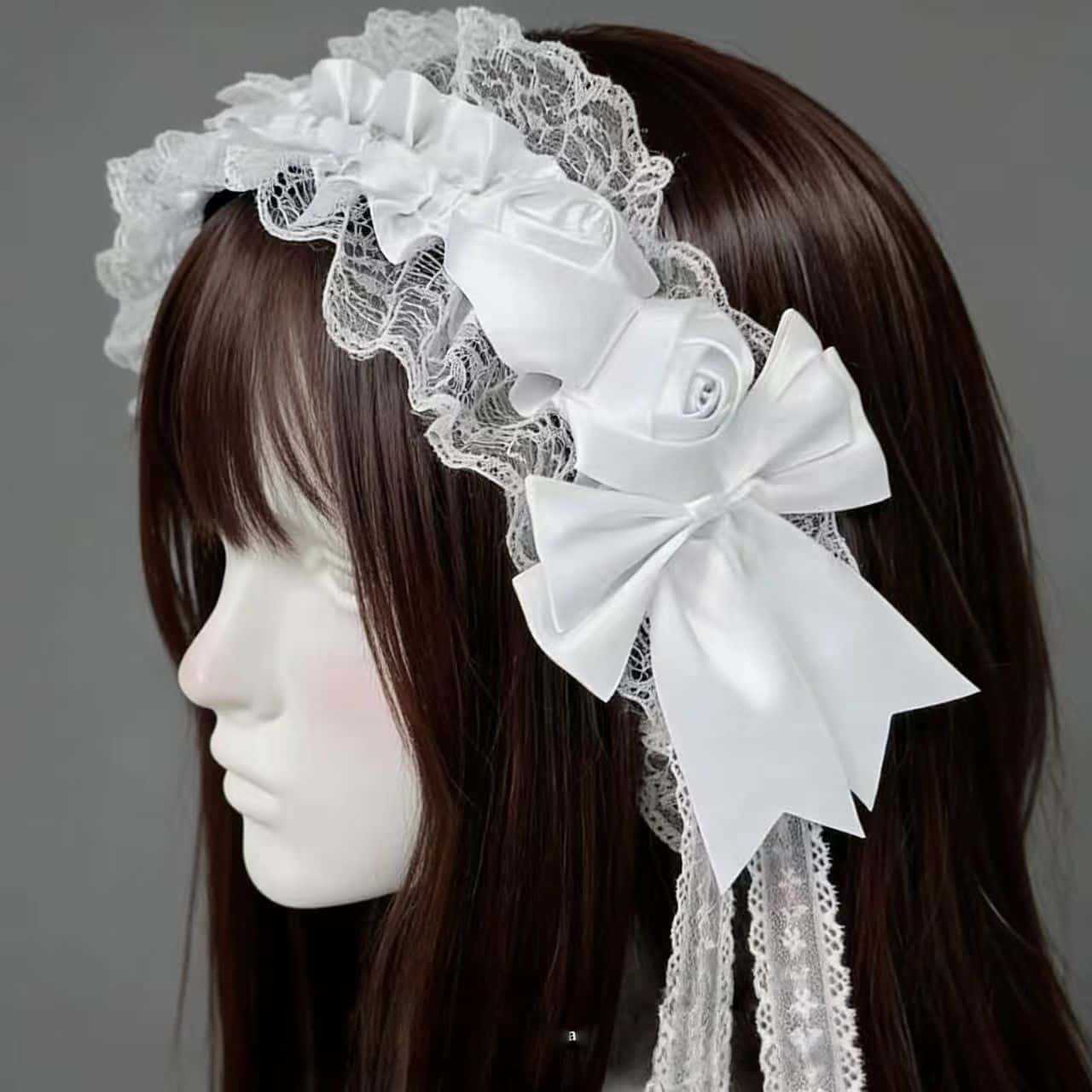 Tassel Fringe Trim - 여성용 고딕 로리타 레이스 머리띠, 더블
