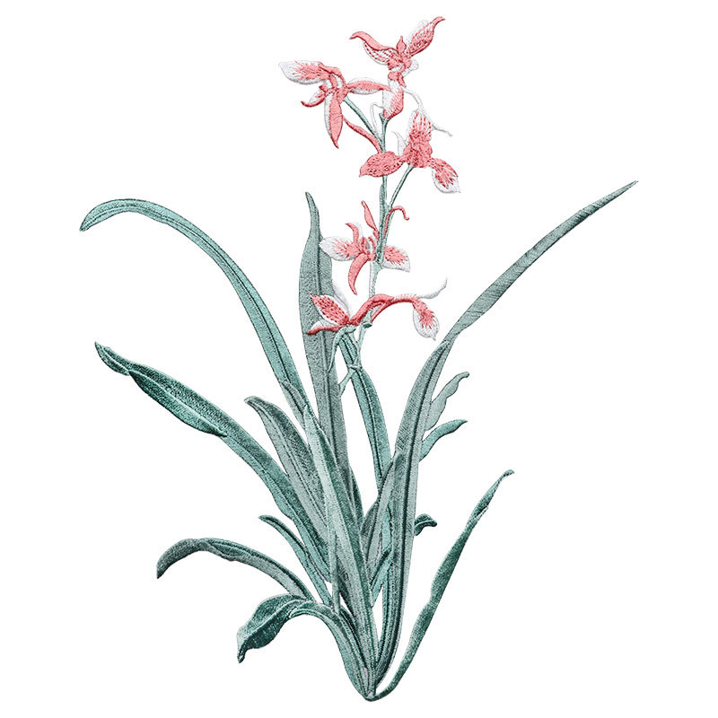 Applique Patch Flower - 다리미 패치 자수 심비듐 스티커, 의류