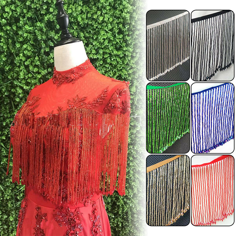 Beaded Trim Fringe - 크리스탈 술 레이스 비즈 드롭 술