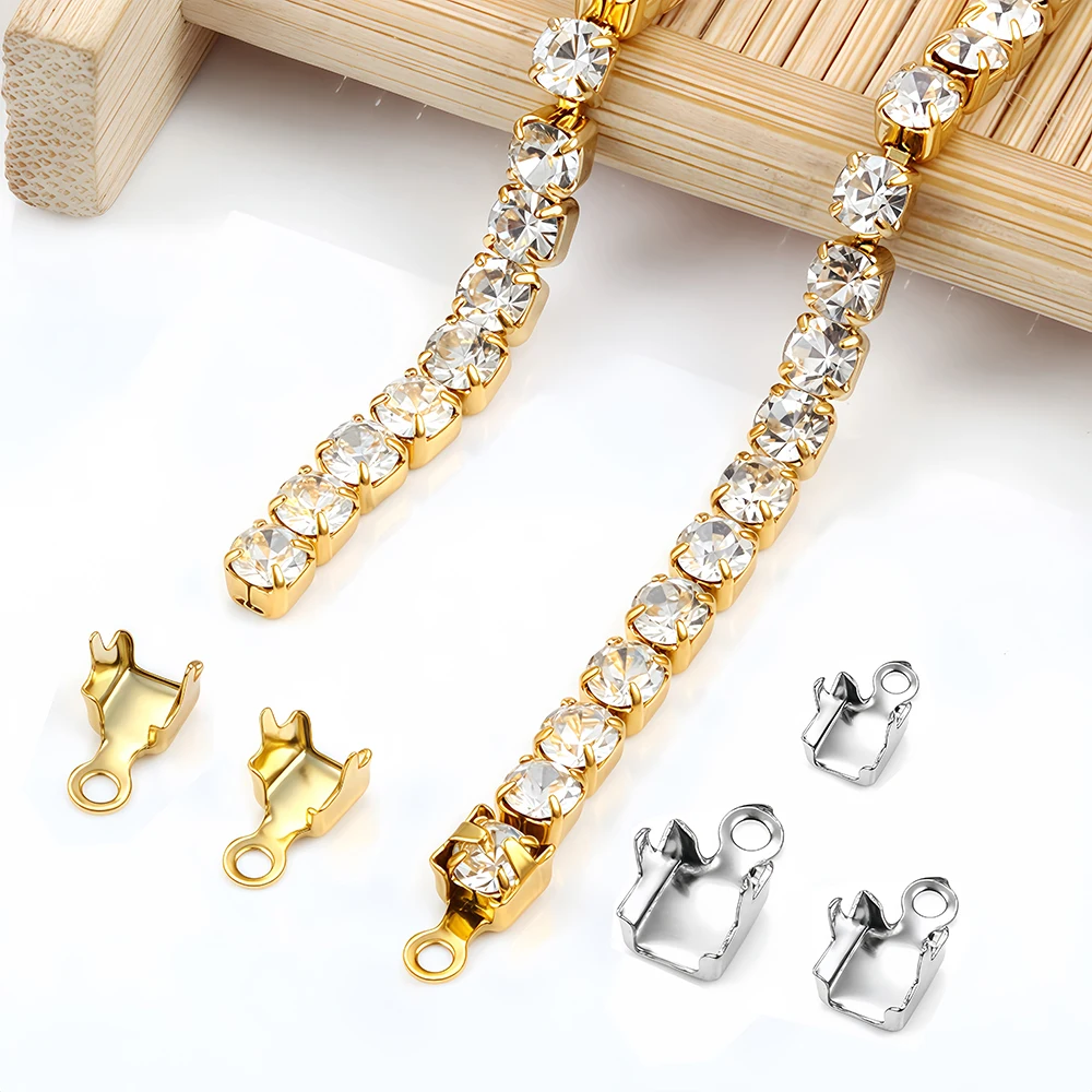 Beaded Trim Fringe - 10/20Pcs 스테인레스 스틸 골드 크림프 트림