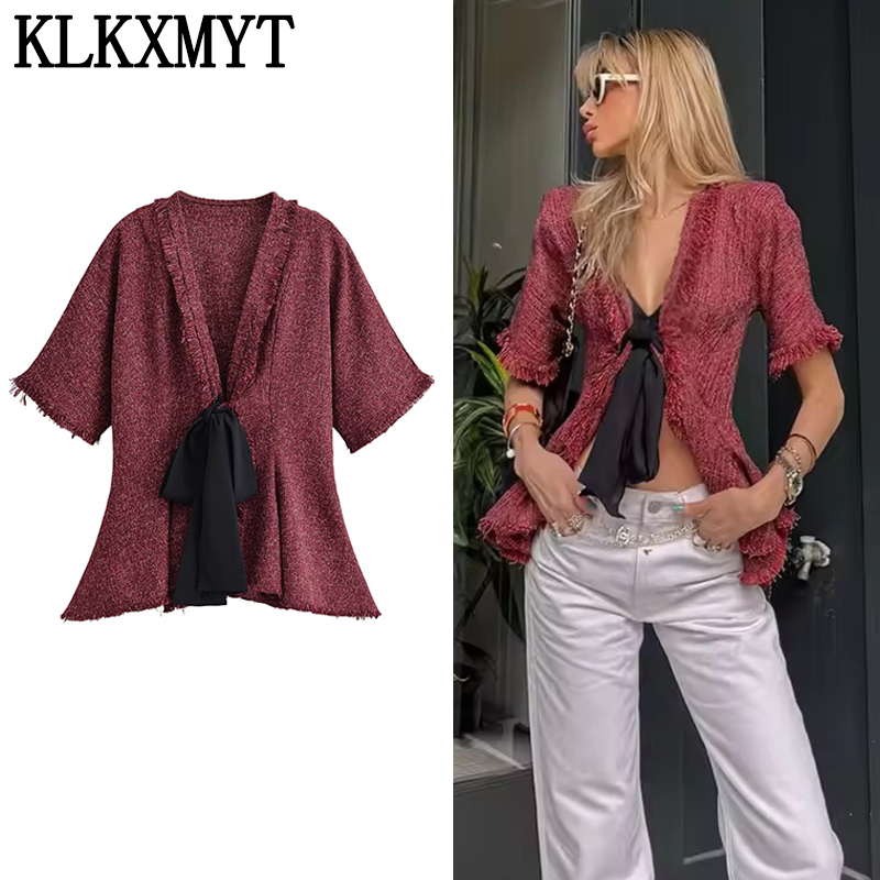 Tassel Fringe Trim - KLKXMYT 우아한 레이스업 여성 셔츠 섹시한