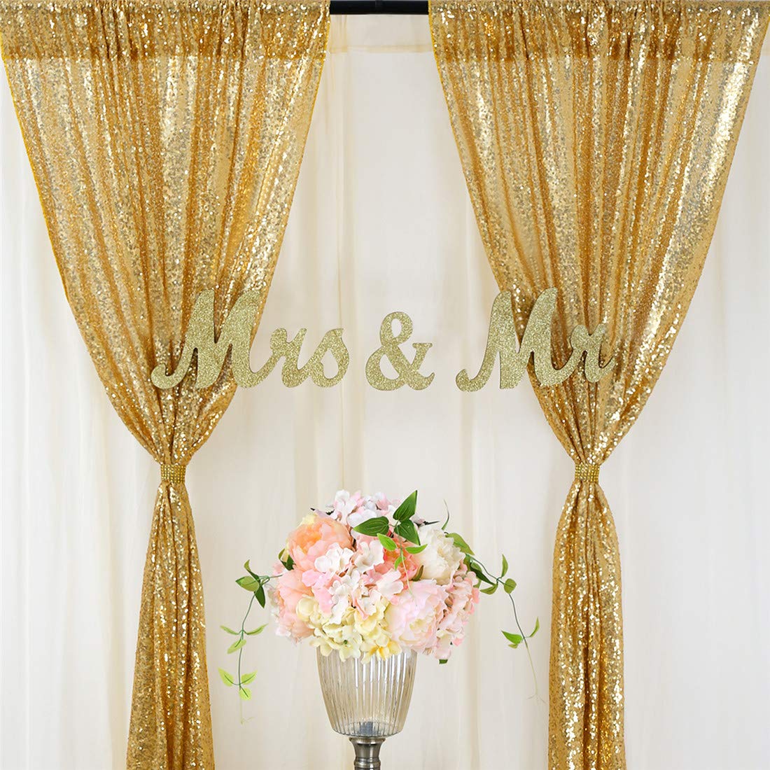 Sequin Fabric Panel - 골드 스팽글 파티 배경 커튼 패널,