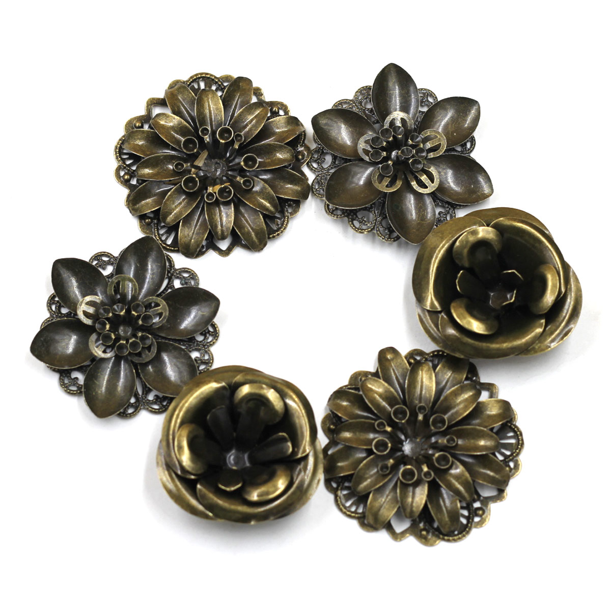 Craft Embellishment - 6Pcs Embellishments 조합 꽃 패턴 선조
