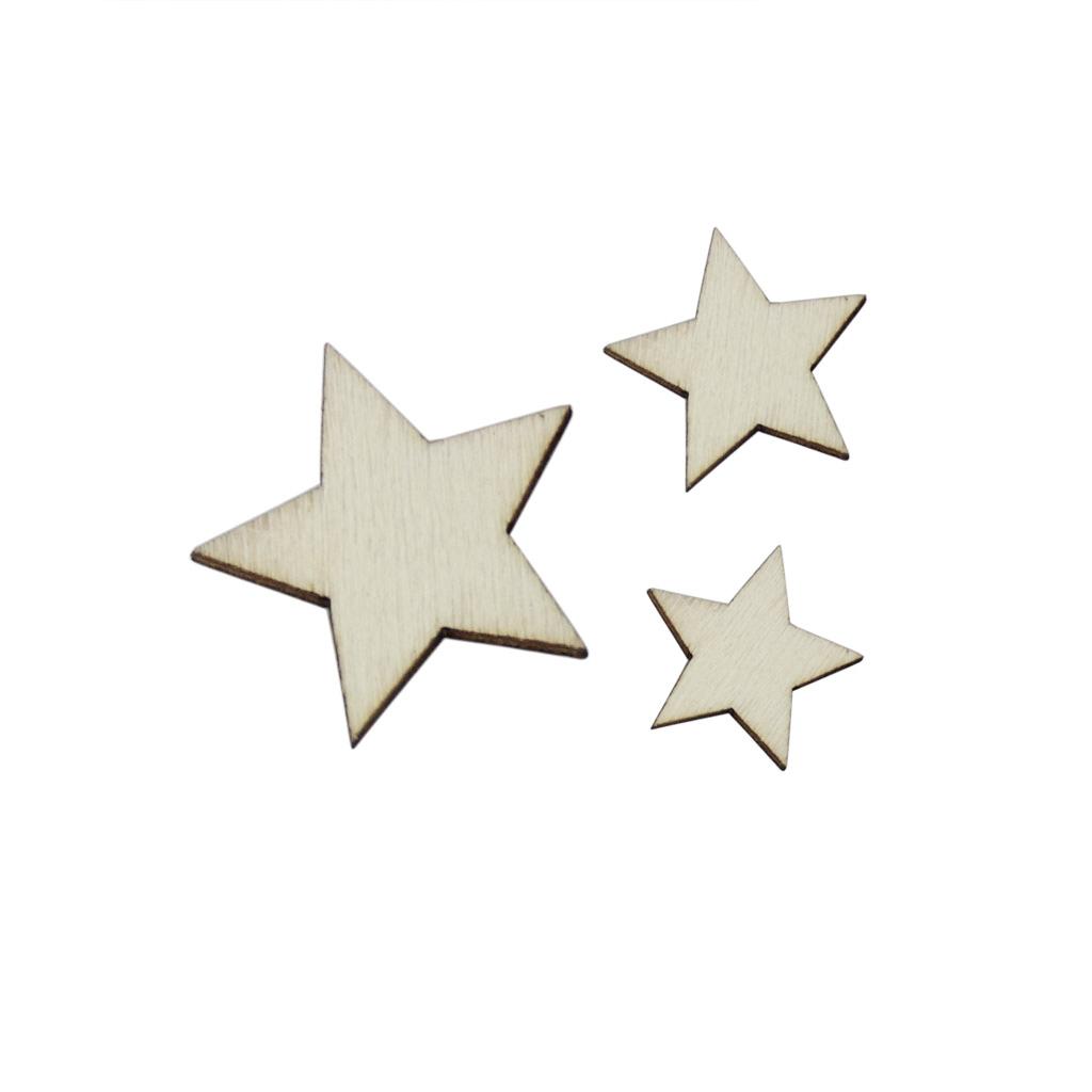 Craft Embellishment - 베이스우드 공예 스타 슬라이스 천연 나무색
