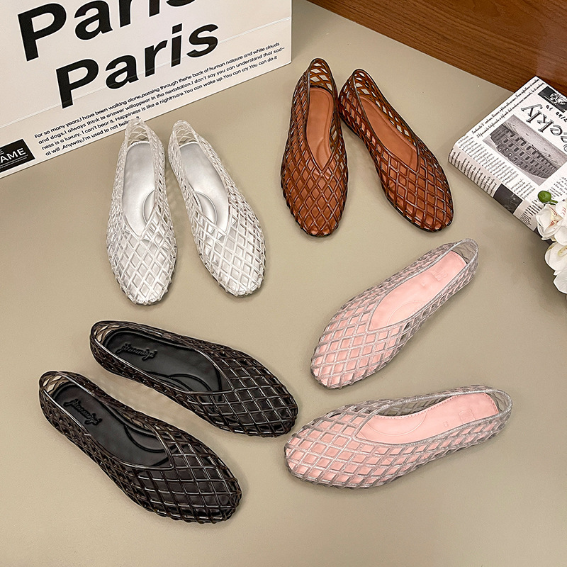 여름용 플랫 젤리 샌들, 피쉬넷 속이 비치는 디자인,  - Crystal Mesh Fabric 리뷰 및 가격