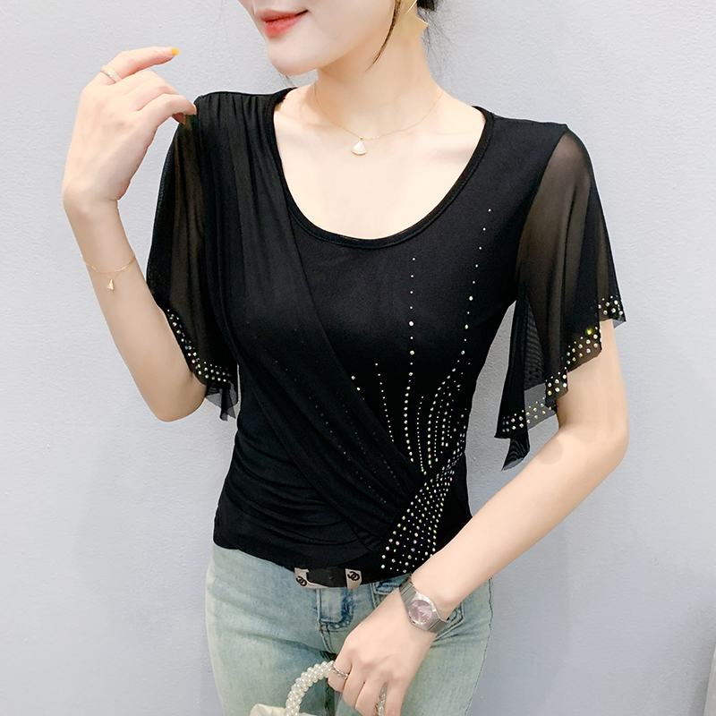 2025 여름 여성 메쉬 탑: 컬러 블록 디자인, 레이 - Beaded Trim Fringe 리뷰 및 가격