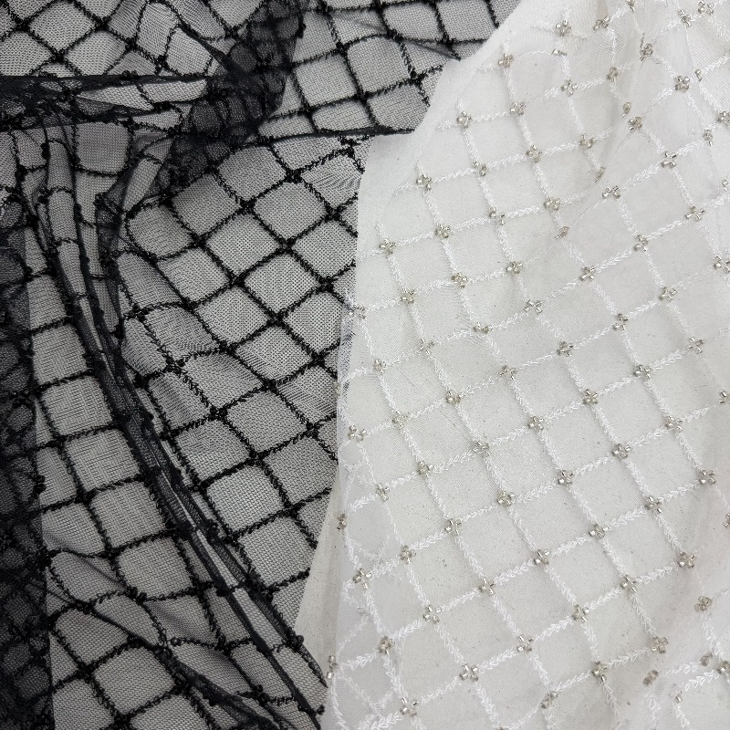 립스탑 비즈 자수 스팽글 메쉬 원단 웨딩 드레스 의류  - Crystal Mesh Fabric 리뷰 및 가격