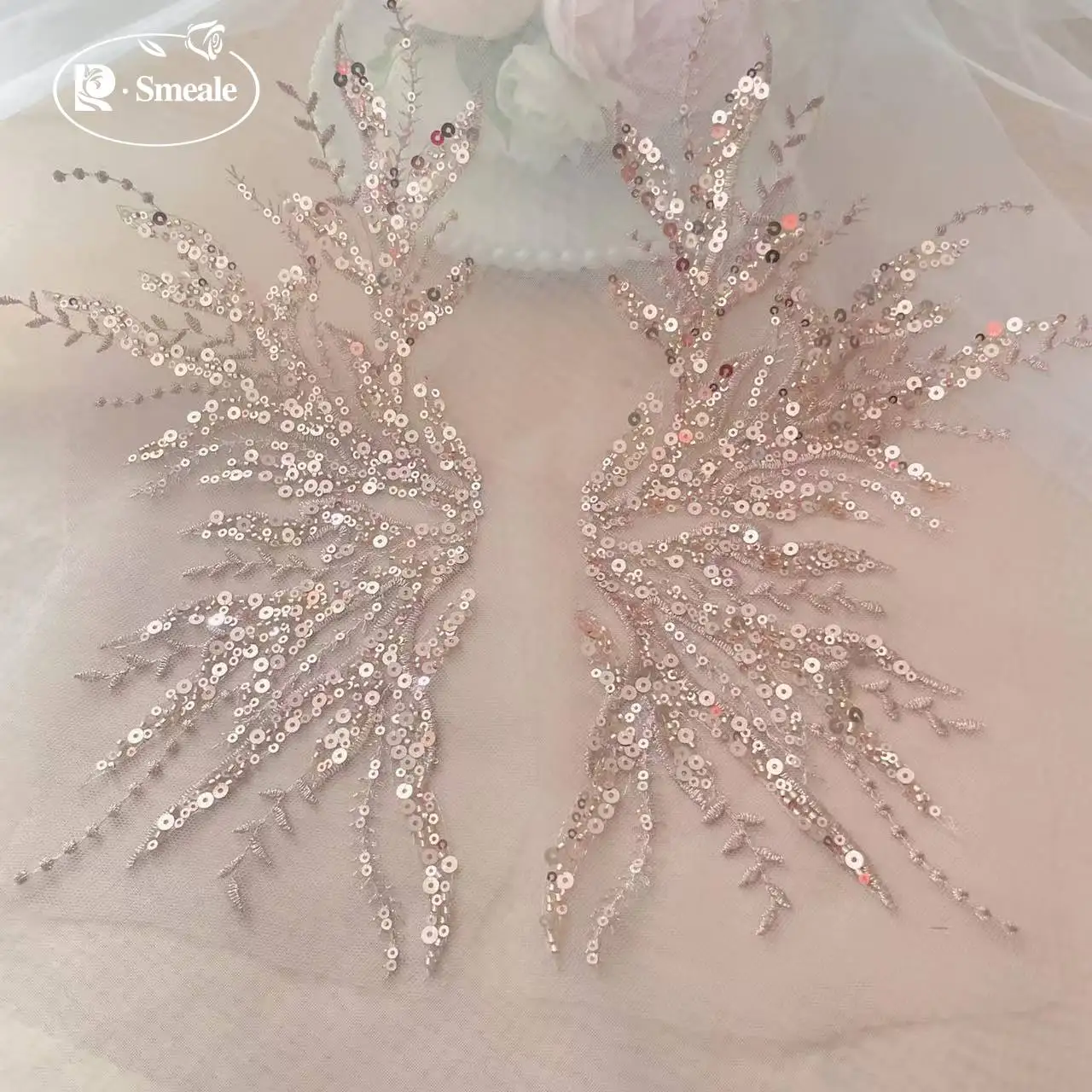 5Pair-2Pair. 로즈 골드 스팽글 튜브 비즈 자 - Applique Patch Flower 리뷰 및 가격