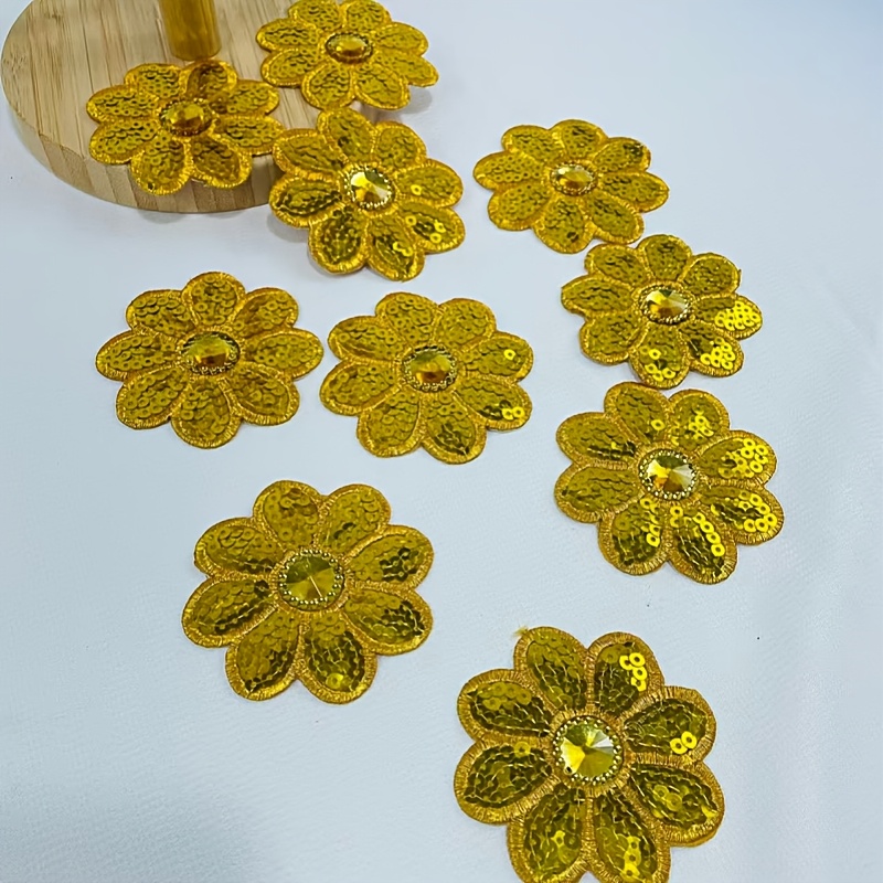 10개 꽃 모양 스팽글 아플리케 비즈 아플리케 꽃무늬  - Applique Patch Flower 리뷰 및 가격
