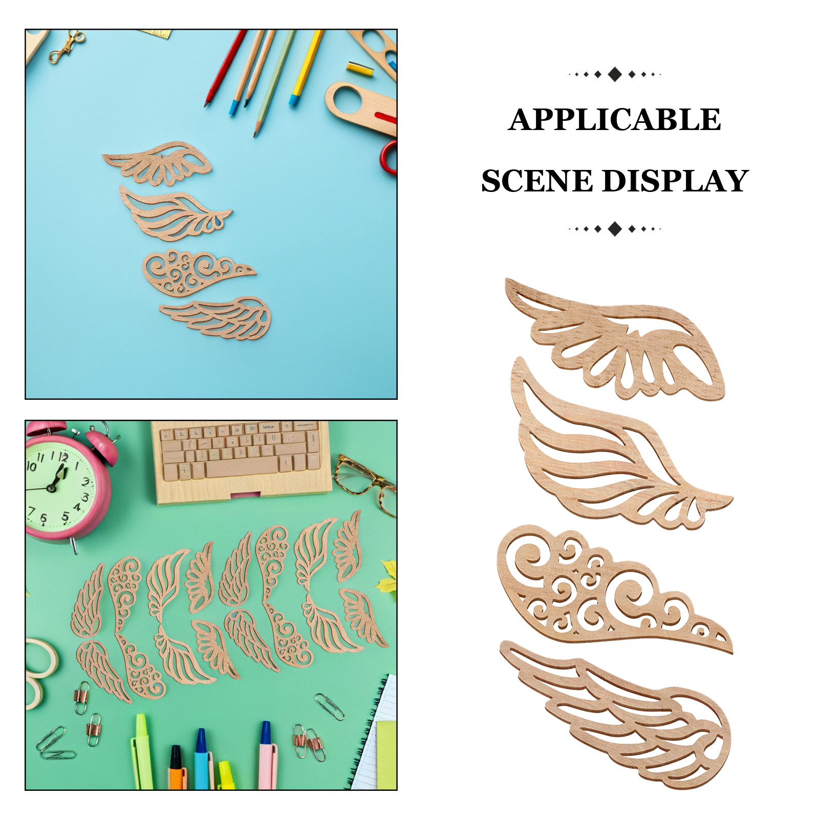 40개 나무 날개 컷아웃 무도색 DIY 천사 날개 모양 - Christmas Craft Embellishment 리뷰 및 가격