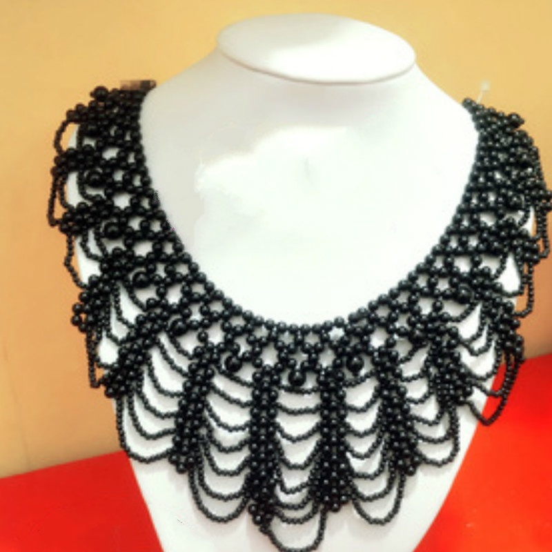 새로운 진주 비즈 레이스 트림 칼라 목걸이 여성을위한  - Beaded Trim Fringe 리뷰 및 가격