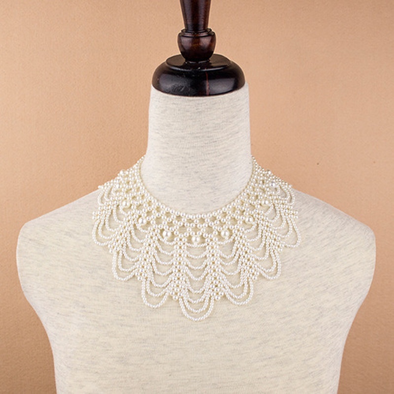 새로운 진주 비즈 레이스 트림 칼라 목걸이 여성을위한  - Beaded Trim Fringe 리뷰 및 가격