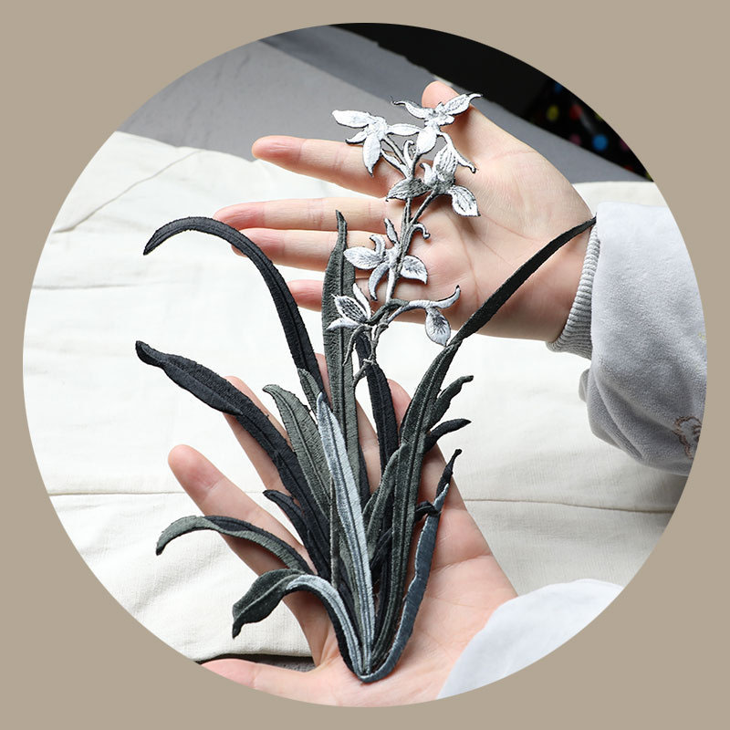 다리미 패치 자수 심비듐 스티커, 의류 가방 DIY 장 - Applique Patch Flower 리뷰 및 가격