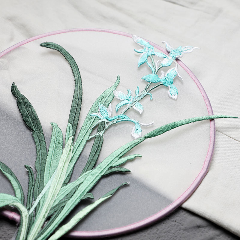 다리미 패치 자수 심비듐 스티커, 의류 가방 DIY 장 - Applique Patch Flower 리뷰 및 가격