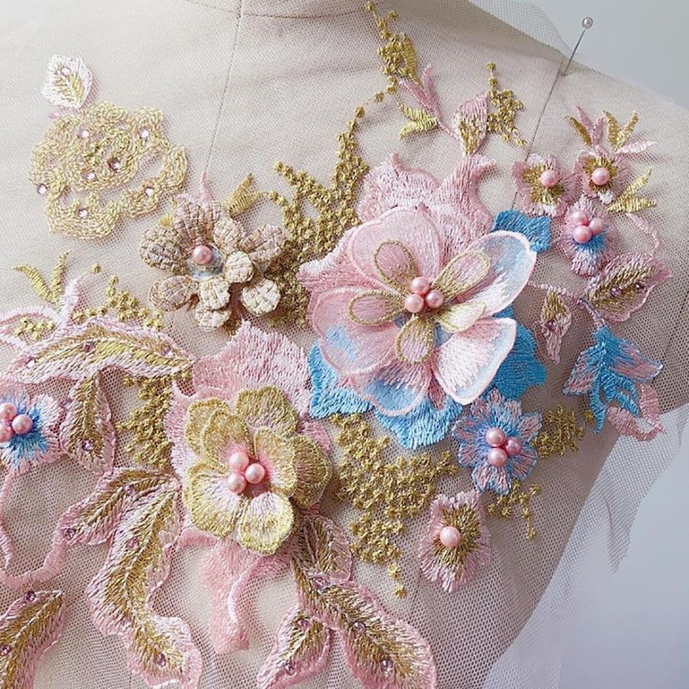 3D 꽃 페르시 레이스 직물 Applique 자수 결혼 - Applique Patch Flower 리뷰 및 가격