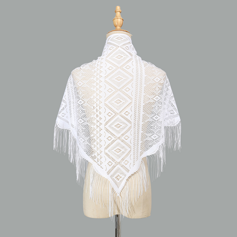 우아한 술 삼각형 스카프 폴리에스터 기도용 숄, 교회  - Tassel Fringe Trim 리뷰 및 가격