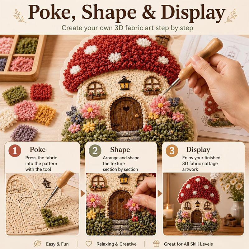 3D 버섯집 포케 아트 DIY 키트 패브릭 펀치 니들  - Embroidery Craft 리뷰 및 가격