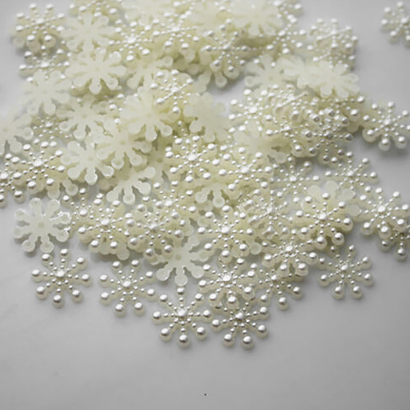 화이트 진주 수지 눈송이 플랫백 장식 DIY 전화 크리 - Christmas Craft Embellishment 리뷰 및 가격