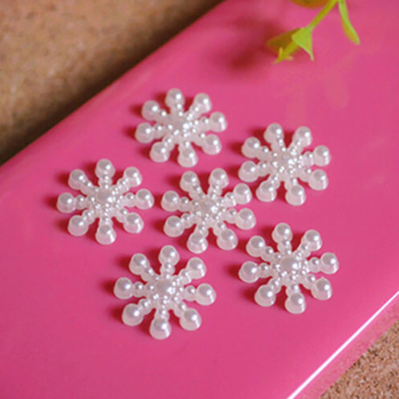 화이트 진주 수지 눈송이 플랫백 장식 DIY 전화 크리 - Christmas Craft Embellishment 리뷰 및 가격