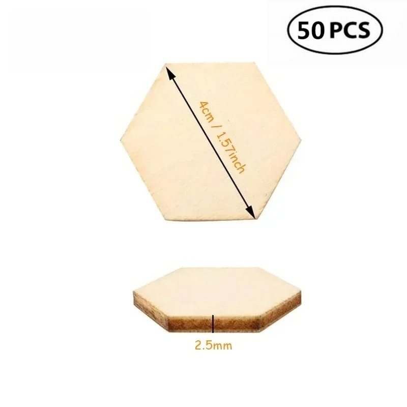 50개 4CM 미완성 나무 육각형 조각 나무 육각형 컷 - Craft Embellishment 리뷰 및 가격
