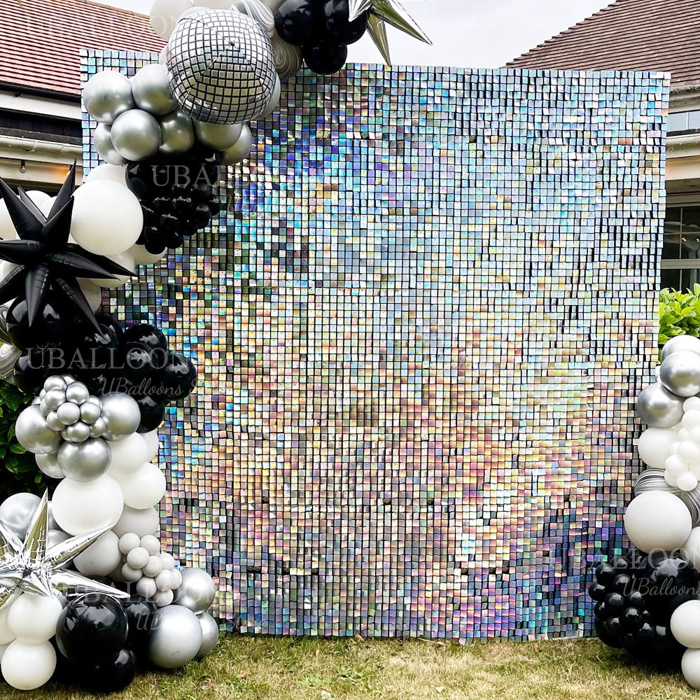 무지개빛 실버 쉬머 벽 패널 12-24개 레이저 실버  - Sequin Fabric Panel 리뷰 및 가격