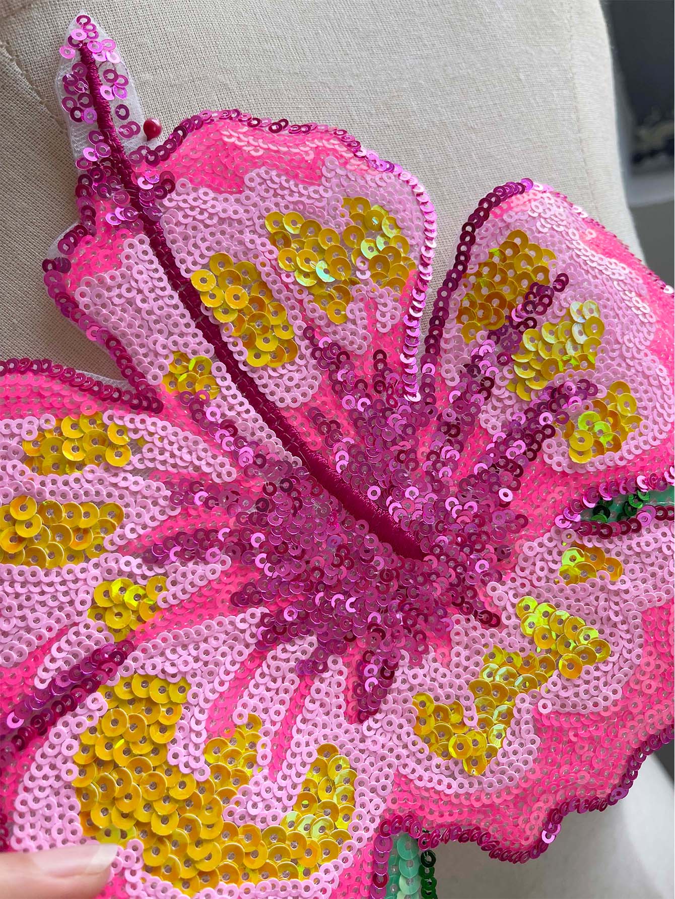 1 조각 26CM 빛나는 핑크 장식 조각 이브닝 드레스 - Applique Patch Flower 리뷰 및 가격