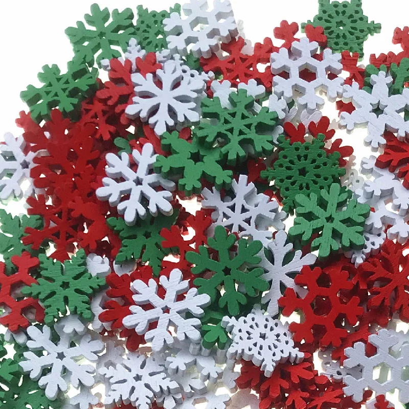 50개입 20MM 혼합 색상 나무 조각 크리스마스 눈송 - Christmas Craft Embellishment 리뷰 및 가격