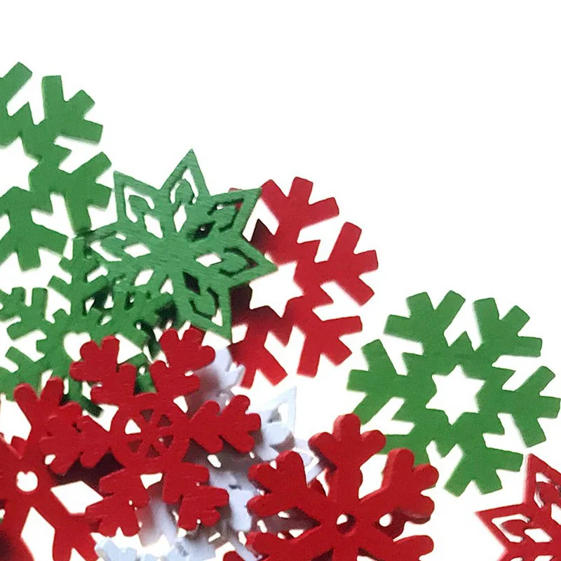 50개입 20MM 혼합 색상 나무 조각 크리스마스 눈송 - Christmas Craft Embellishment 리뷰 및 가격