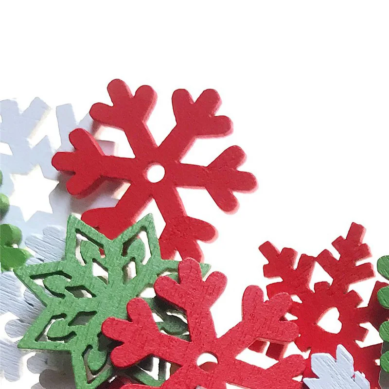 50개입 20MM 혼합 색상 나무 조각 크리스마스 눈송 - Christmas Craft Embellishment 리뷰 및 가격